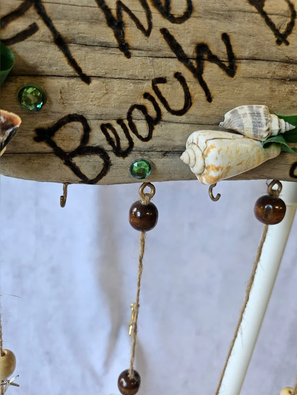 Handmade Pacific Northwest Beach Driftwood Shell Hanging Sign